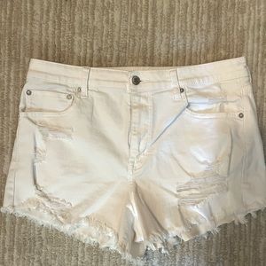 American Eagle Hi-Rise Festival White Denim Shorts